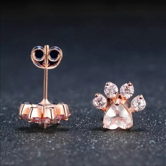 Jewelry - 🐶NEW ROSE GOLD BEAR AND DOG PAW STUD EARRINGS🐻